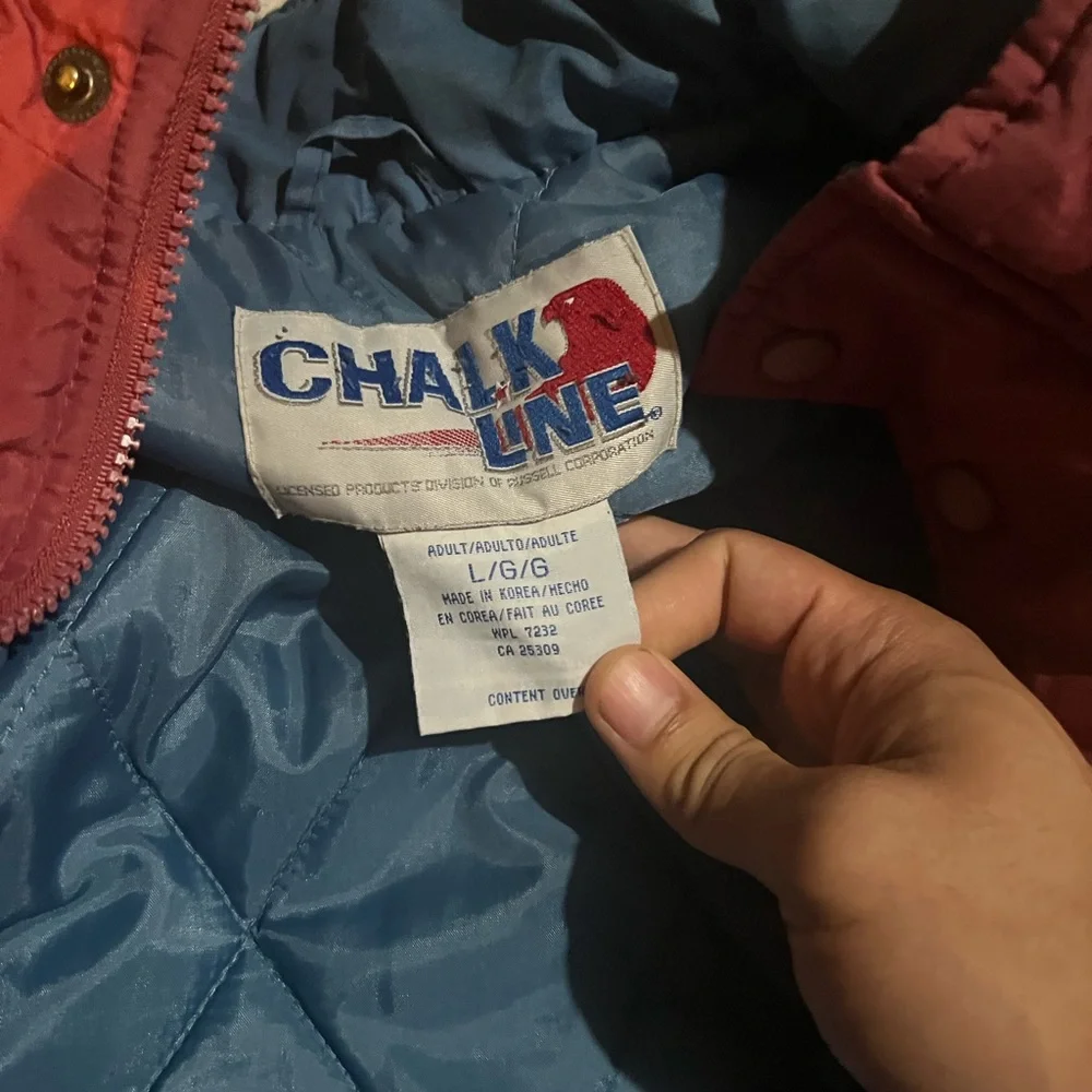Vintage Chalkline Colorado Avalanche  Burgundy and Light Blue Puffer Jacket - Picture 3 of 6